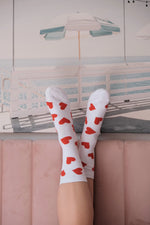 White Stockings plus Love Shape Print