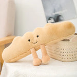 This is an image of a cute, plush cloud-shaped pillow with little legs and a smiling face, making it look like a friendly character.