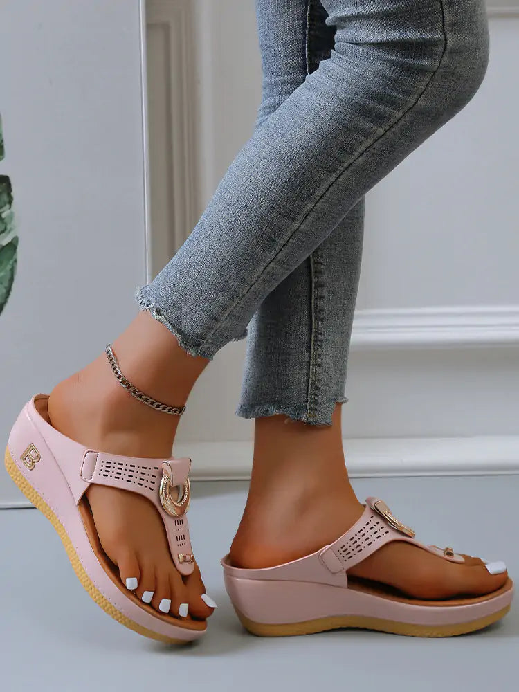 Roman Wedges Platform Slippers