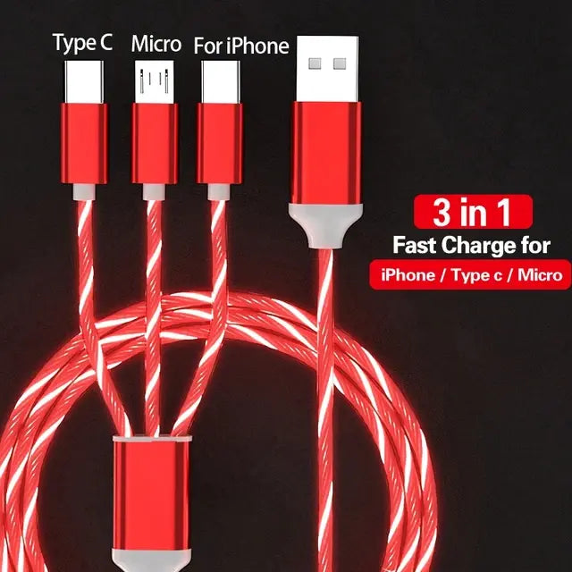 Glowing LED 3-in-1 Charger Cable