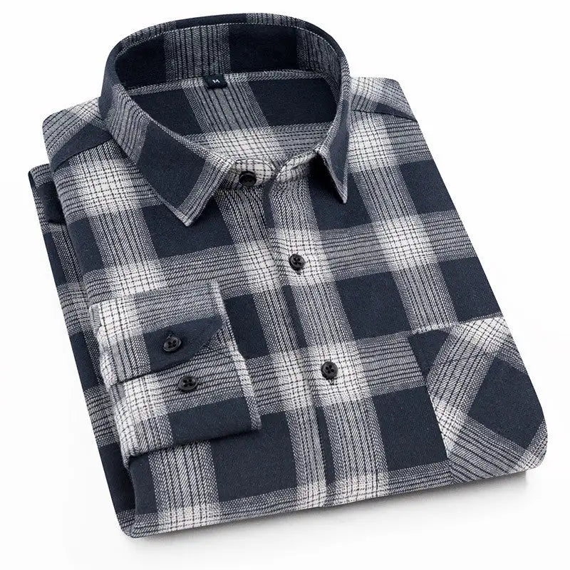 Men's Solid Colour Checkered Flannel Shirt