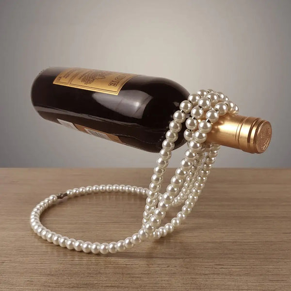 Glamorous Pearl Necklace Wine Rack