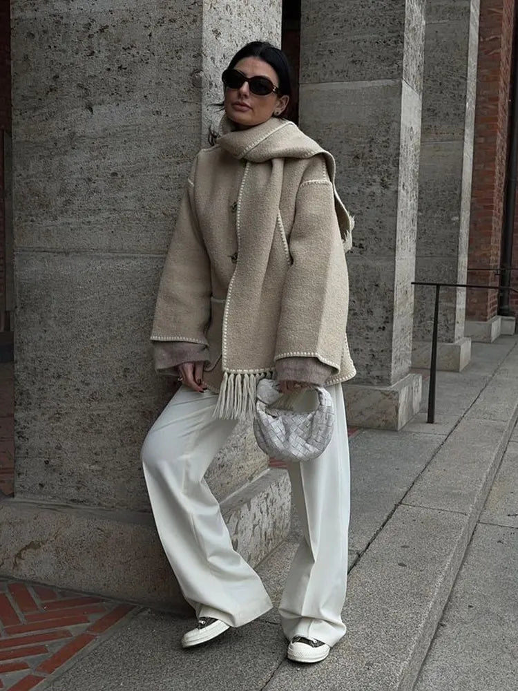 Women's Elegant Autumn Scarf Coat