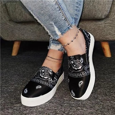 Chic Fabric Slip-On Platform Shoes