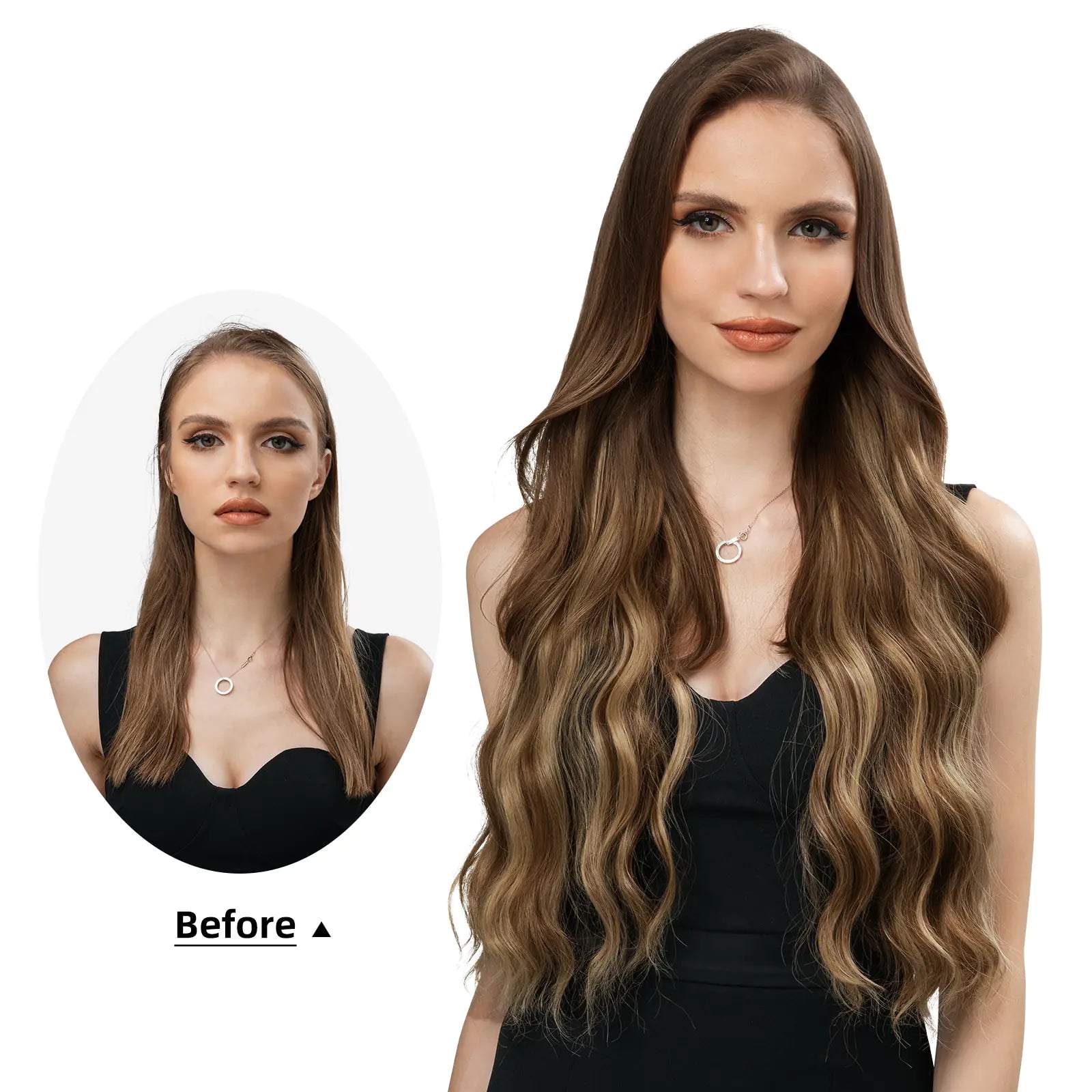 Synthetic Wave Invisible Clip-in Hair Extension