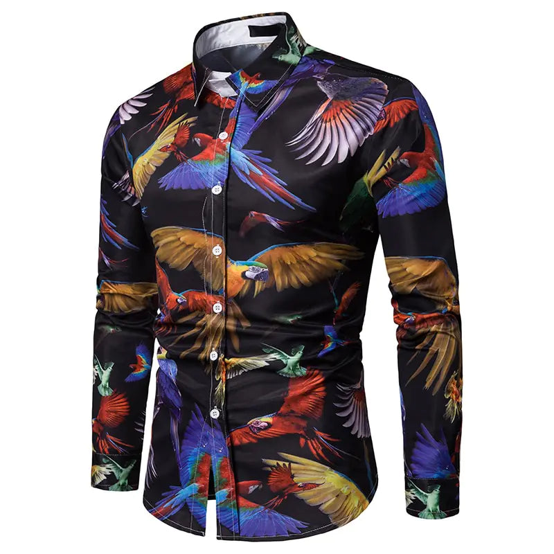 "Casual Men's 3D Parrot Animal Print Shirt"