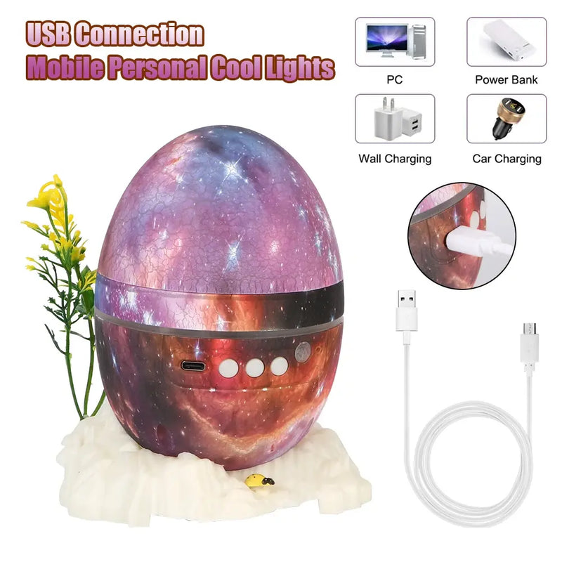 Starry Sky Dinosaur Egg Night Light Bluetooth Speaker