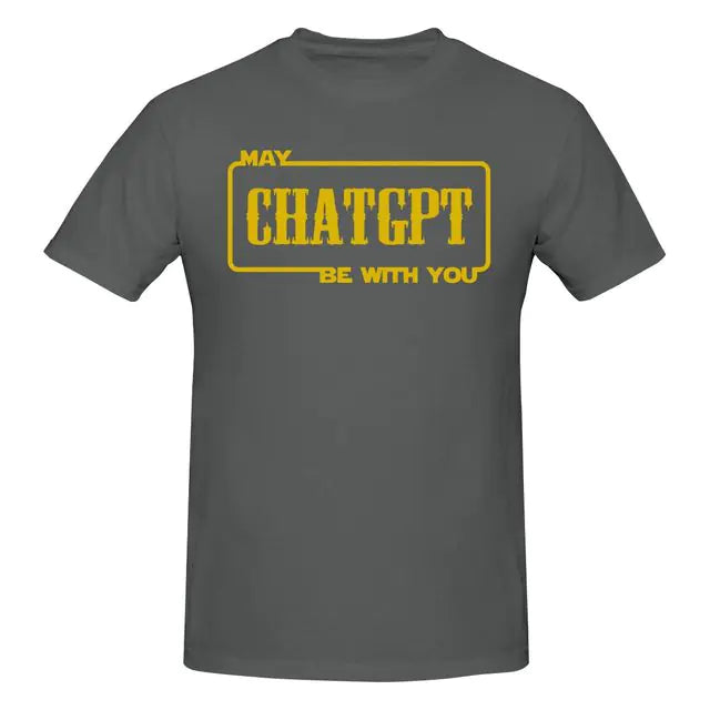 Grey “May ChatGPT Be With You” T-shirt.
