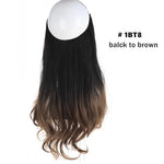 A long, wavy ombré hairpiece shown on a mannequin head, fading from black at the top to medium brown at the ends, with text “#1BT8 balck to brown