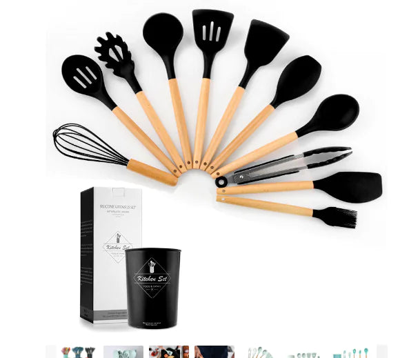 STOMART.CO.UK Non Stick Pot Spatula And Spoon Kitchen Free Text