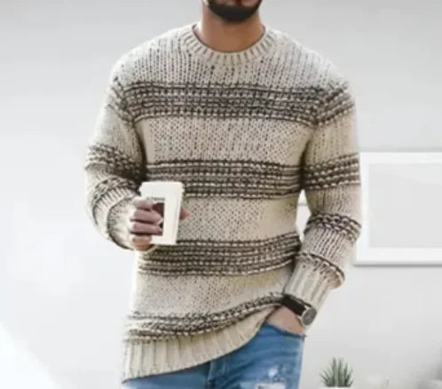 Men's Striped Knit Fashion Pullover