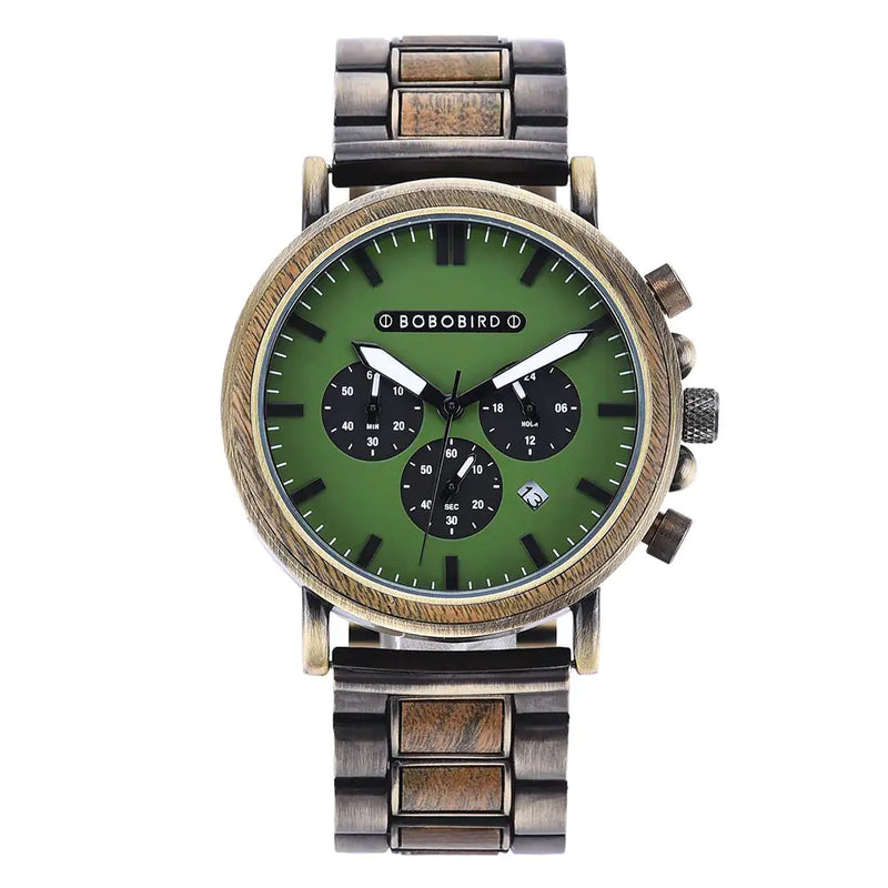 Wooden Watch in green colour