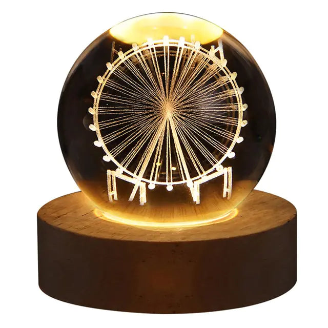 3D Engraved Images Crystal Sphere Lamp