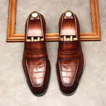 Genuine Leather Alligator Print Loafers