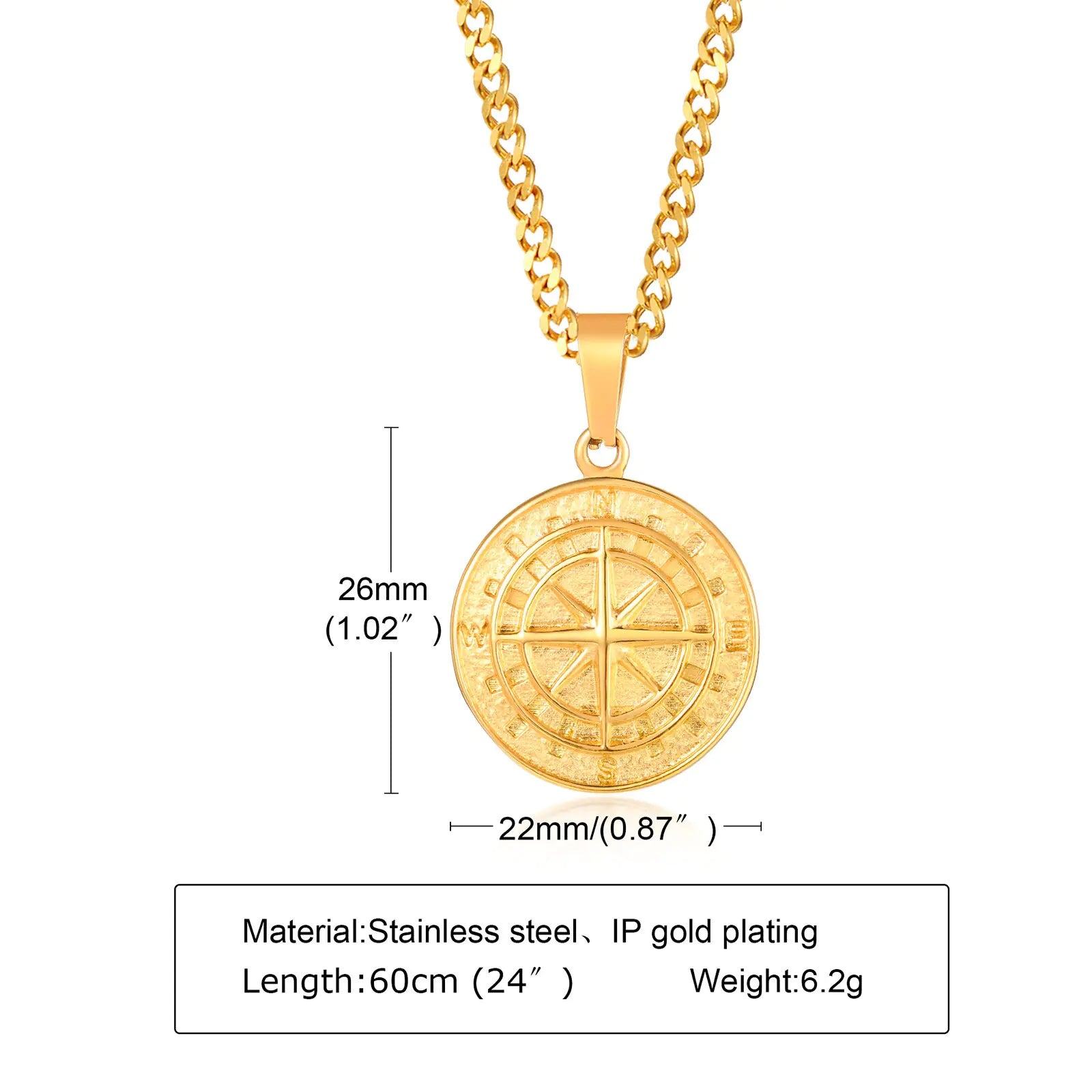 Men's Compass Pendant Necklace