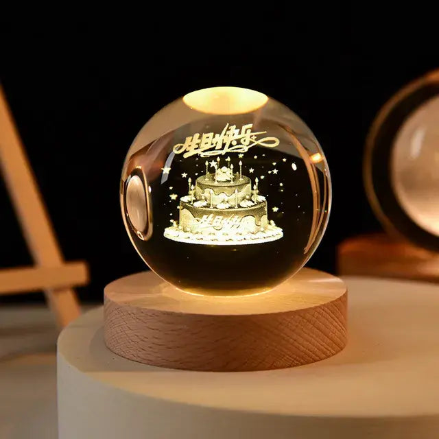 Illuminated 3D crystal ball centerpiece