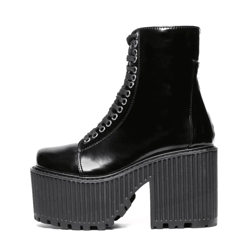 Stylish Lace-Up Ankle Boots with Durable Rubber Sole