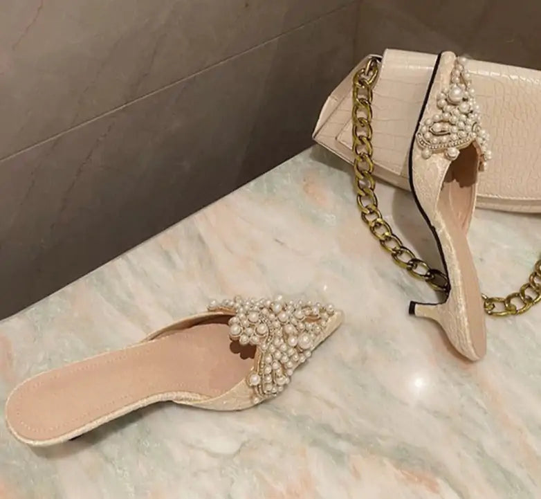 Women's Elegant Pearl Crown Sandals