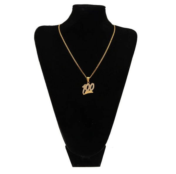 STOMART.CO.UK Gold Emoji 100 Logo Pendant Necklace Accessory Necklace Free Text