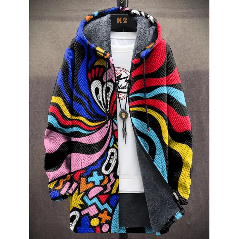 Men’s Zipper-Front Hooded Cotton-Padded Jacket