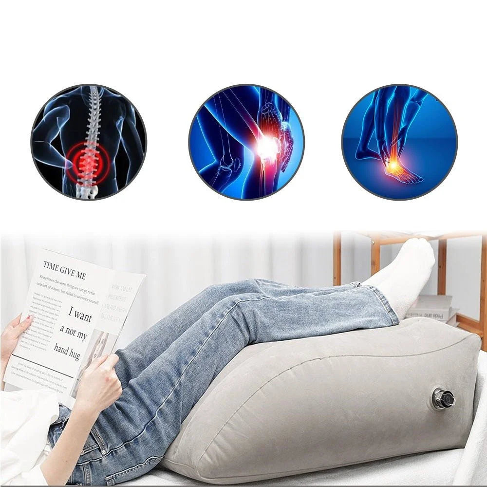 Inflatable leg elevation pillow