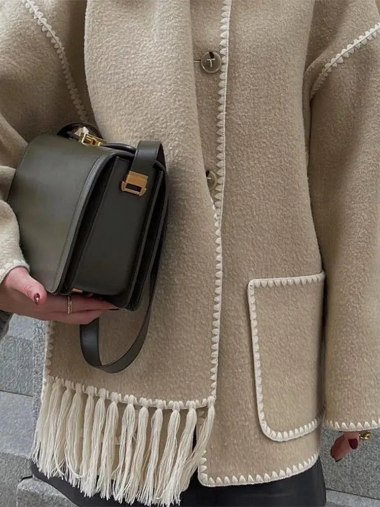 Women's Elegant Autumn Scarf Coat