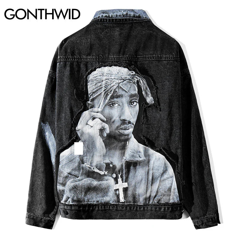 Tupac Patchwork Denim Jacket