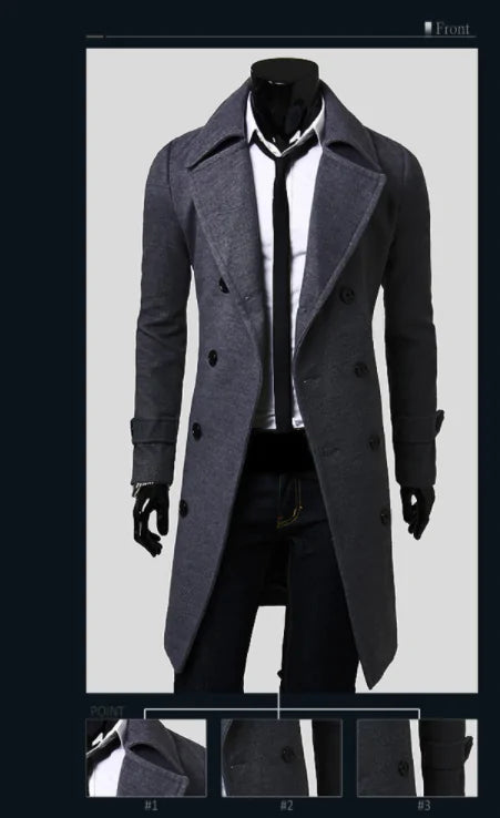 Men's Formal Long Trench Coat