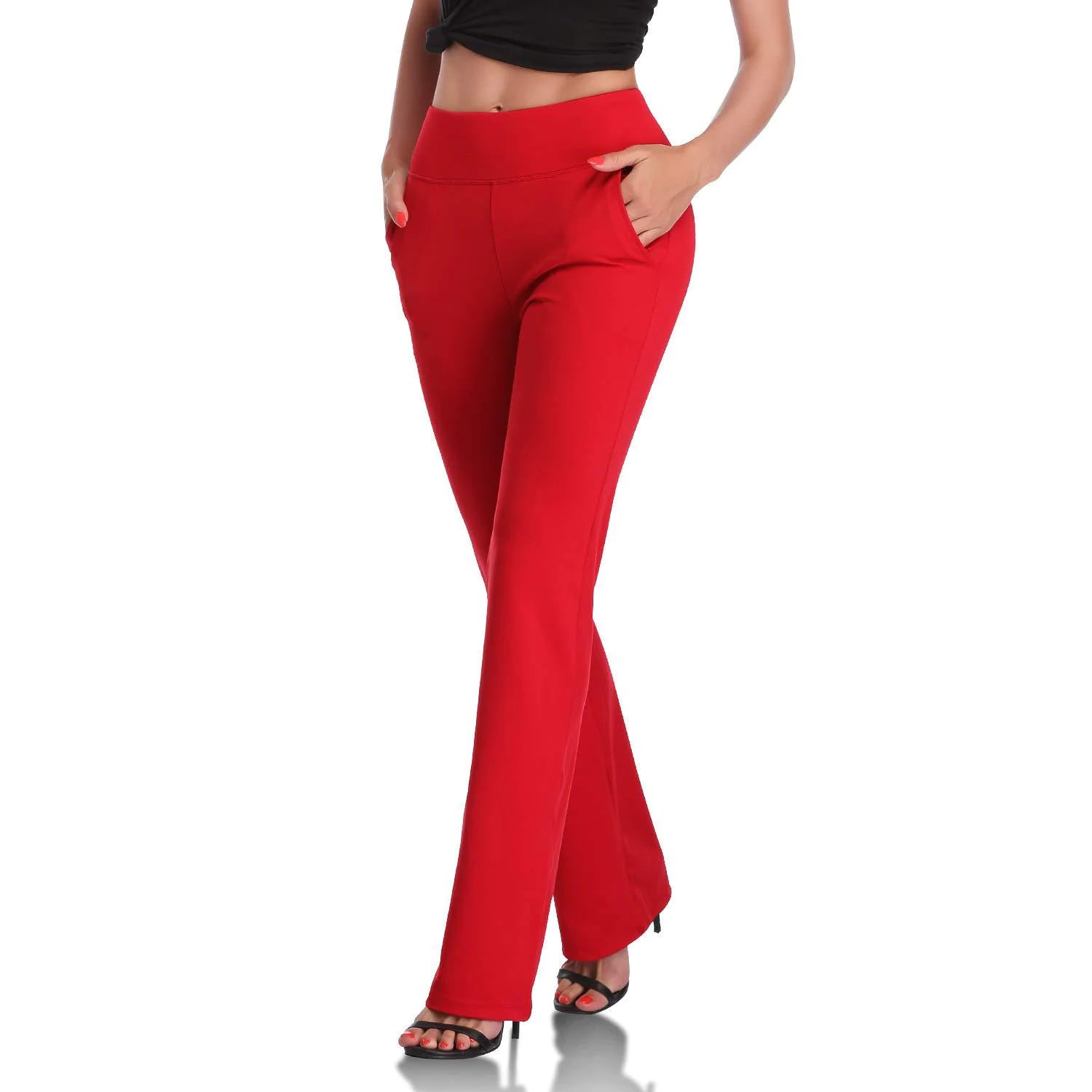 Knit Flare Pants with Side Pockets for Women