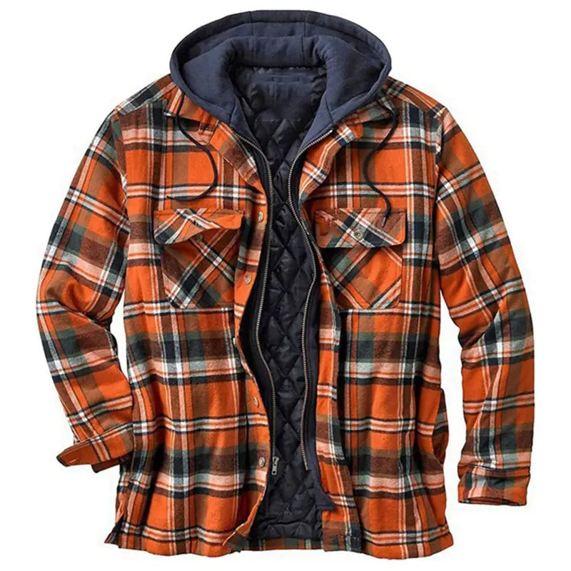 Checkered Shirt Jacket with Hood