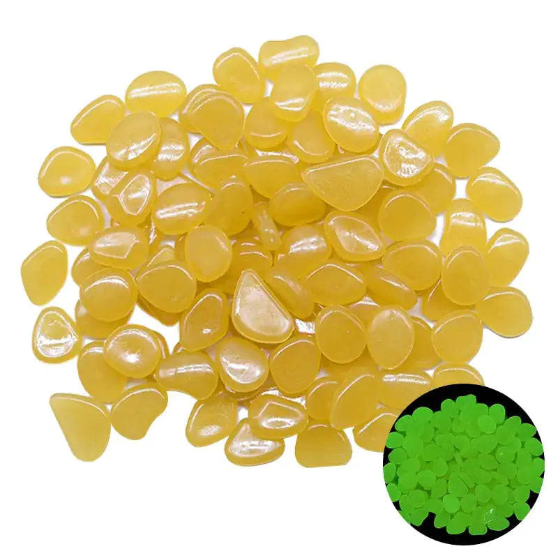 A pile of yellow, tear-drop shaped wax beads, commonly used for hair removal waxing, with a smaller inset image showing the beads glowing green under a black light.