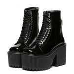 Fashionable Lace-Up Ankle Boots with Robust Rubber Sole