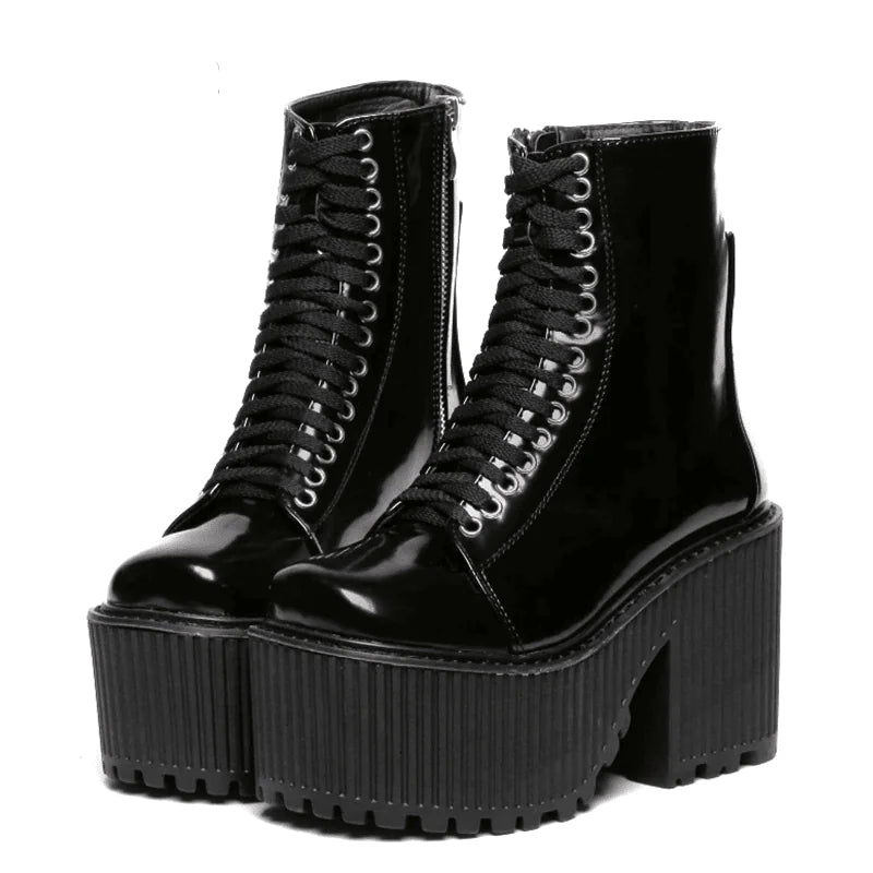 Fashionable Lace-Up Ankle Boots with Robust Rubber Sole
