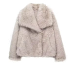 Stylish Thicken Lapel Plush Coat