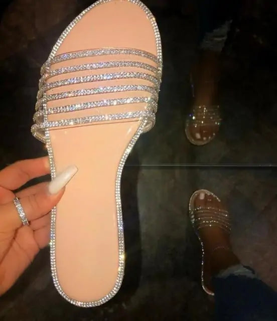 fashionable jeweled slippers