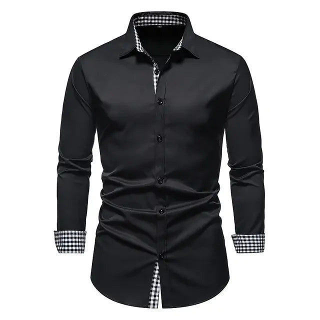 Men's Patchwork Slim Fit Formal Shirt