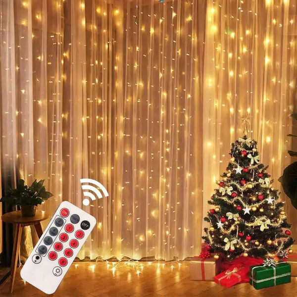 Remote-Controlled Christmas Curtain Lights