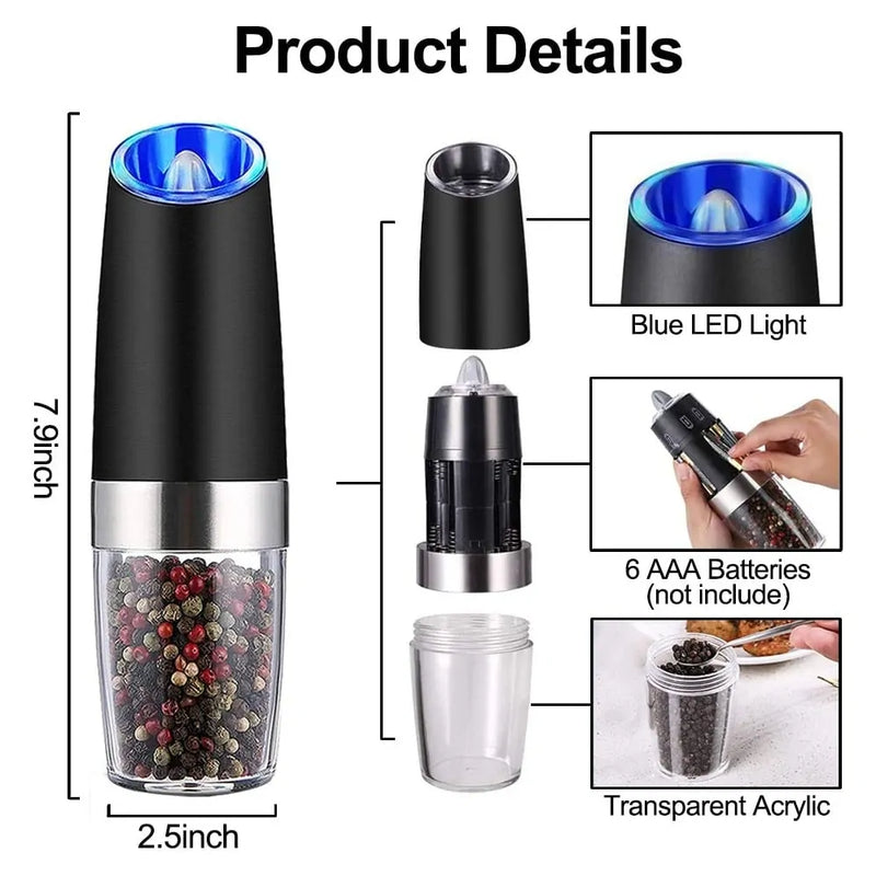 STOMART.CO.UK MLIA Set Electric Pepper Mill Kitchen Pepper Mill Free Text