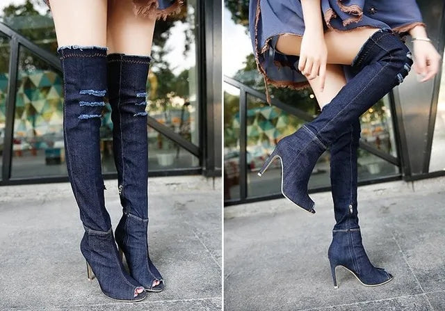 Women’s Denim High Boots