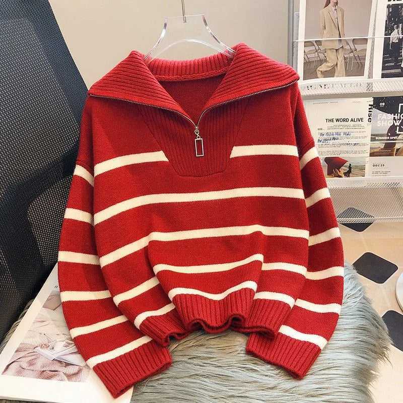 Women's Contrast Colour Striped Sweater