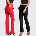 Knit Flare Pants with Side Pockets for Women