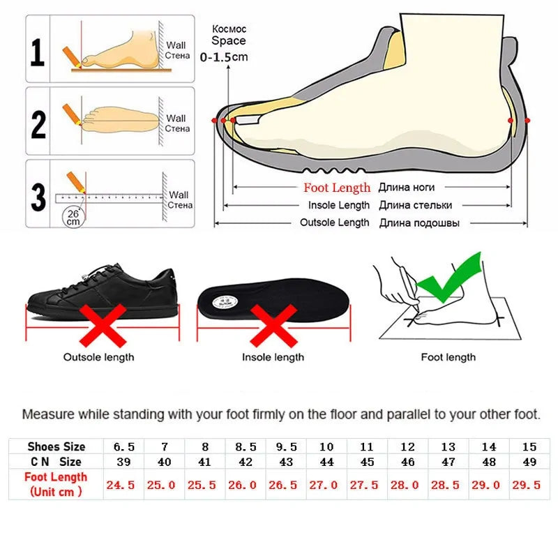 Ventilated Fitness Trainers Siz Chart
