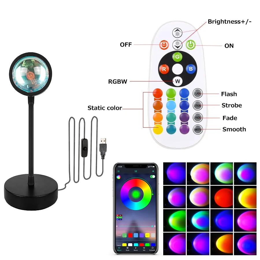 Sunset Projection Multicolour Night Light