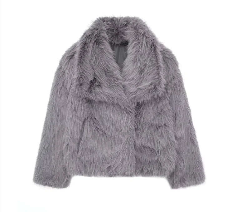 Cozy Thicken Lapel Plush Coat for Women