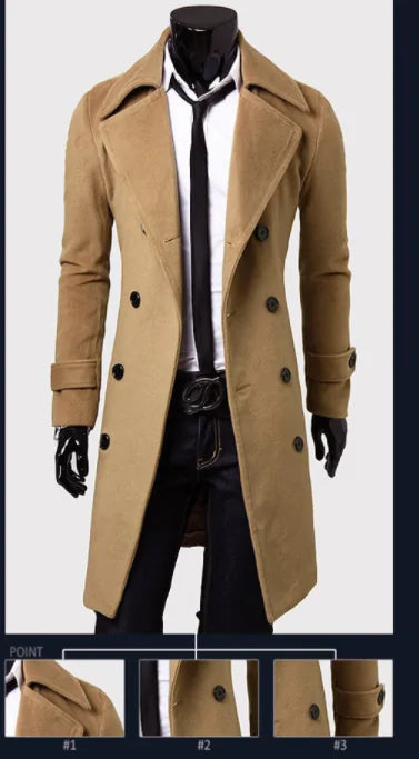 Men's Formal Long Trench Coat