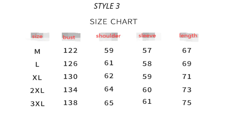 Sporty Bomber Jacket Size Chart