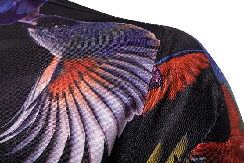 Breathable Men's Shirt with 3D Parrot Print