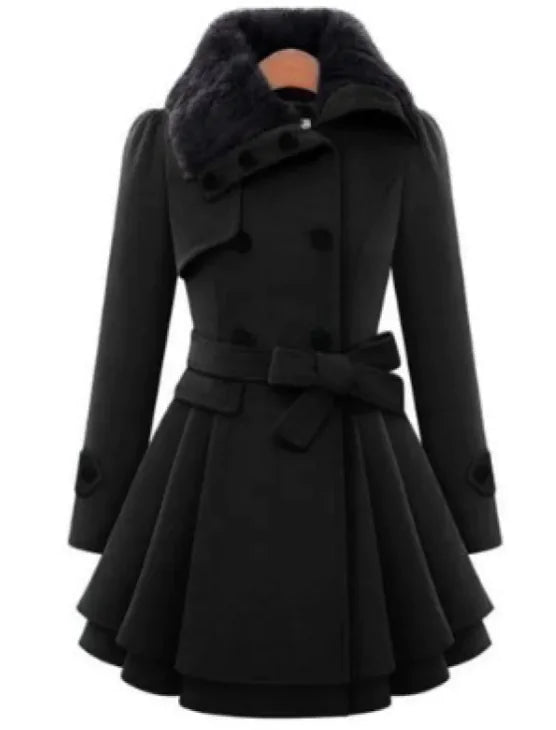 Women's Double-Breasted Padded Wool Coat