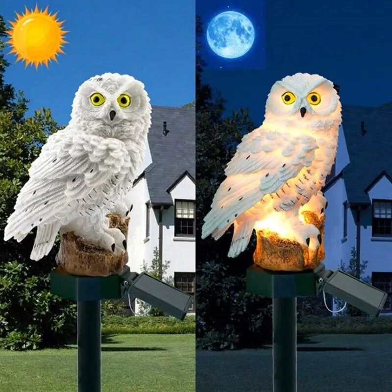 Solar-Powered Owl Statue Lights