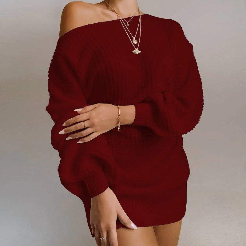 Off-Shoulder Knit Sweater Dress